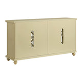 Martin Svensson Home Orsey 63" Solid Wood TV Stand - Antique Cream White Finish - Rustic Style and Parisian Design Inspired - with Two Spacious Cabinets with Adjustable Shelves for Storage. Martin Svensson Home