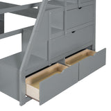 Harper & Bright Designs Full Size Loft Bed with Stairs and Desk, Solid Wood Loft Bed Frame with Storage Drawers and Shelves, for Kids Teens Adults - Gray Harper & Bright Designs