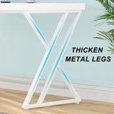 LVB Modern White Computer Desk, Long Industrial Home Office Desk for Student, Large Metal Wood Writing Study Work Desk, Farmhouse Executive Gaming Computer Table for Bedroom Living Room, White, 60 in LVB