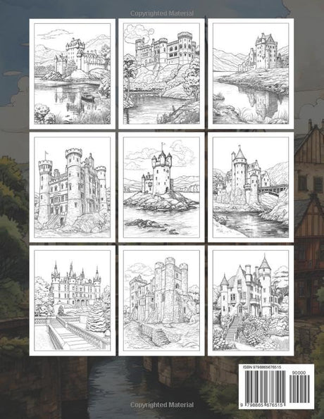 Scottish & English Castles: Colouring Book for Adults Featuring 50 Relaxing Landscape Illustrations of Castles in Scotland and England for Relaxation and Stress Relief Majosta