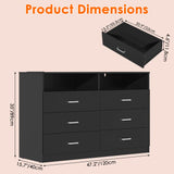 Bigbiglife Dresser for Bedroom, 6 Drawer Dresser with Charging Station and Led Light, Modern Chest of Drawers for Bedroom, Living Room,Black Bigbiglife