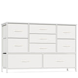 Furnulem White Dresser with 9 Large Drawers for 55'' Long TV Stand Entertainment Center, Wide Wood Shelf Storage for Bedroom,Living Room,Closet,Entryway,Sturdy Metal Frame Furnulem