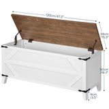 HOOBRO 47.2" Toy Box, Storage Chest with Safety Hinges, Toy Chest Storage, Wooden Storage Bench for Bedroom, Living Room, White and Walnut WH16CW01 HOOBRO