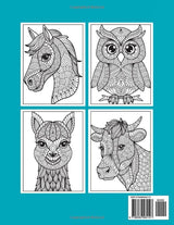 Mindful & Positive Animal Mandala Coloring Book: 50 Cheerful Animal Designs for Stress Relief and Relaxation WoodArtSupply