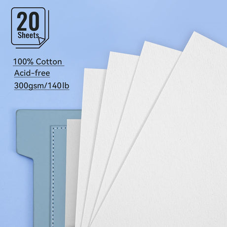 Lightwish Watercolor Sketchbook,100% Cotton Acid Free Watercolor Journal,300gsm/140lb Cold Press Watercolor Paper for Artists,Adults,Students,20 Sheets,9.25 * 6.3 Inches LIGHTWISH