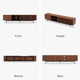 POVISON Modern Media Console with Storage, 95'' Solid Wood TV Stand for 75+ Inch TV, Farmhouse Slatted Door Entertainment Center, Full Assembled Tall POVISON