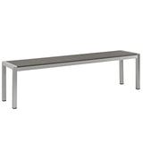 Modway Shore Aluminum Outdoor Patio Bench in Silver Gray Modway