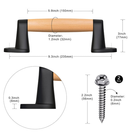 SELEWARE 9'' Barn Door Pull Handle Wood Handle for Fence Gate Barn Door Closet Sliding Door Sheds Indoor Handrail Playground Safety Handles, Comfy & Long Last Using SELEWARE
