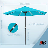 ABCCANOPY Durable Solar Led Patio Umbrellas with 32LED Lights 9FT (Turquoise) ABCCANOPY