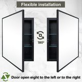 KIMREAL Recessed Medicine Cabinets with Mirror, Black Bathroom Mirror with Storage, Rectangle Medicine Cabinet Vanity Mirrors, Antirust Metal Framed Wall Mirror Recessed or Surface Mount, 16x24 Inch KIMREAL