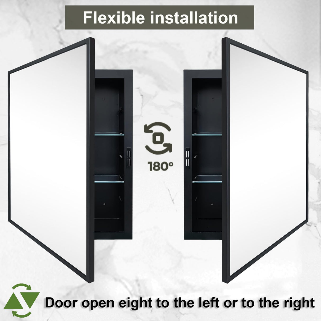 KIMREAL Recessed Medicine Cabinets with Mirror, Black Bathroom Mirror with Storage, Rectangle Medicine Cabinet Mirror, Farmhouse Framed Wall Mirror Recessed or Surface Mount, 16x20 Inch KIMREAL