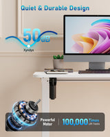 Xyndyx Small Height Adjustable Electric Standing Desk, 31.5" x 23.6" Sit Stand up Desk with Splice Board, Ergonomic Rising Computer Home Office Desk Table with Memory Preset, White Frame/White Top Xyndyx