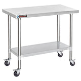 Food Prep Stainless Steel Table - DuraSteel 30 x 48 Inch Metal Table Cart - Commercial Workbench with Caster Wheel - NSF Certified - For Restaurant, Warehouse, Home, Kitchen, Garage DuraSteel