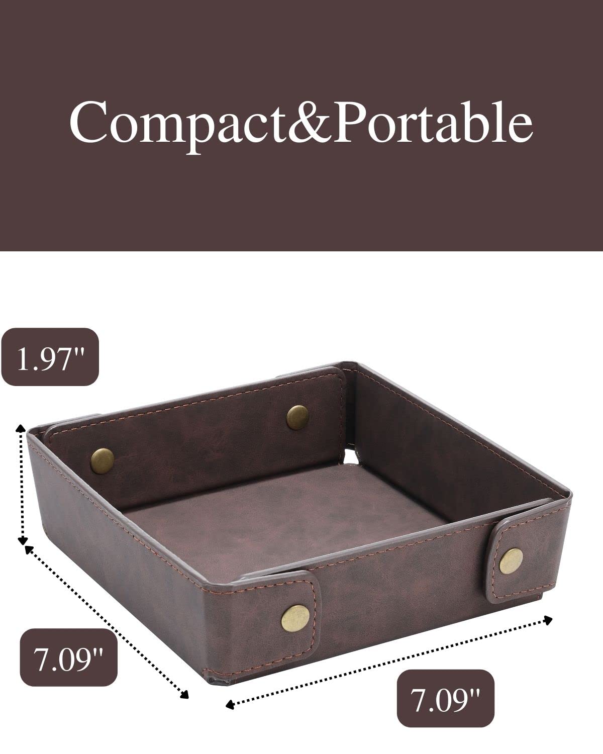 CASIRENA Faux Leather Valet Tray Organizer for Men - Catch-All Tray for Entryway Table Key, Wallet, Watch, Coin Change, Phone, Dresser EDC Dump Jewelry, Bedside Nightstand Desk-top Catchall Tray CASIRENA