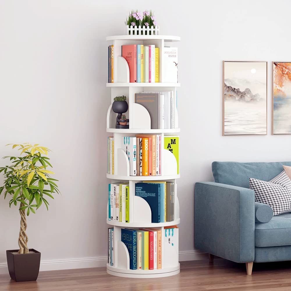 Nisorpa 5-Tier 360° Rotating Bookshelf and Storage Rack for Home and Office Nisorpa