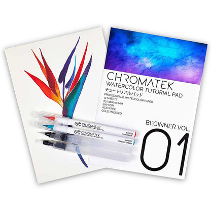 CHROMATEK 54 Watercolor Pens Set | Including 15 Page Pad & Online Video Tutorial Series | 4 Aquapens & 50 Unique Colors | Real Brush Pens | Easily Blendable, Vivid, Smooth | Professional Art Supplies