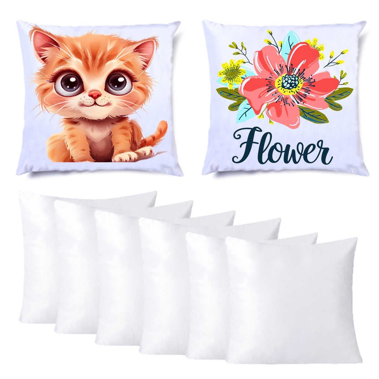 H-E Plain White Sublimation Blank Pillow Case DTF Printing Fashion Cushion Pillowcase Cover for Sublimation and DTF Printing DIY Throw Pillow Covers (10pcs/Pack) H-E