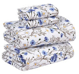 RUVANTI 100% Cotton Sheets – Queen Size Percale Bedding, Cooling & Breathable Floral Design, Durable with a Crisp, Soft & Comfortable Feel, 16" Deep Pocket, 4-Piece Set, Sweet Pea