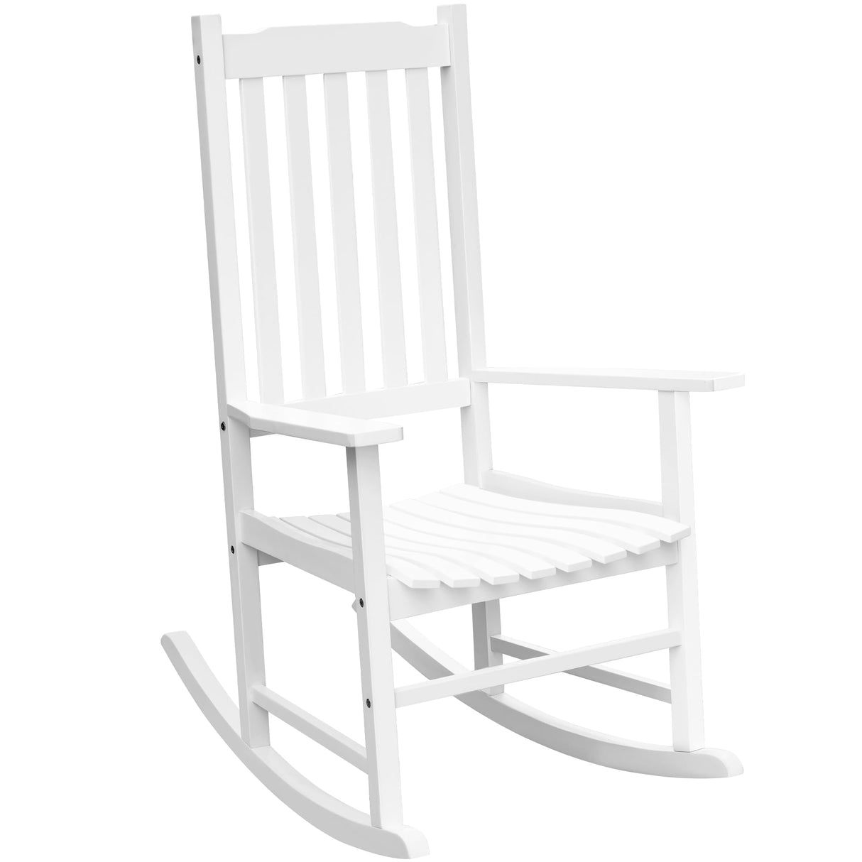 Flamaker Outdoor Rocking Chair Oversized Wooden Patio Chairs with Widened Armrest High Back Porch Rocker for Lawn, Garden, Backyard, Fire Pit (White) Flamaker