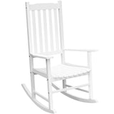 Flamaker Outdoor Rocking Chair Oversized Wooden Patio Chairs with Widened Armrest High Back Porch Rocker for Lawn, Garden, Backyard, Fire Pit (White) Flamaker