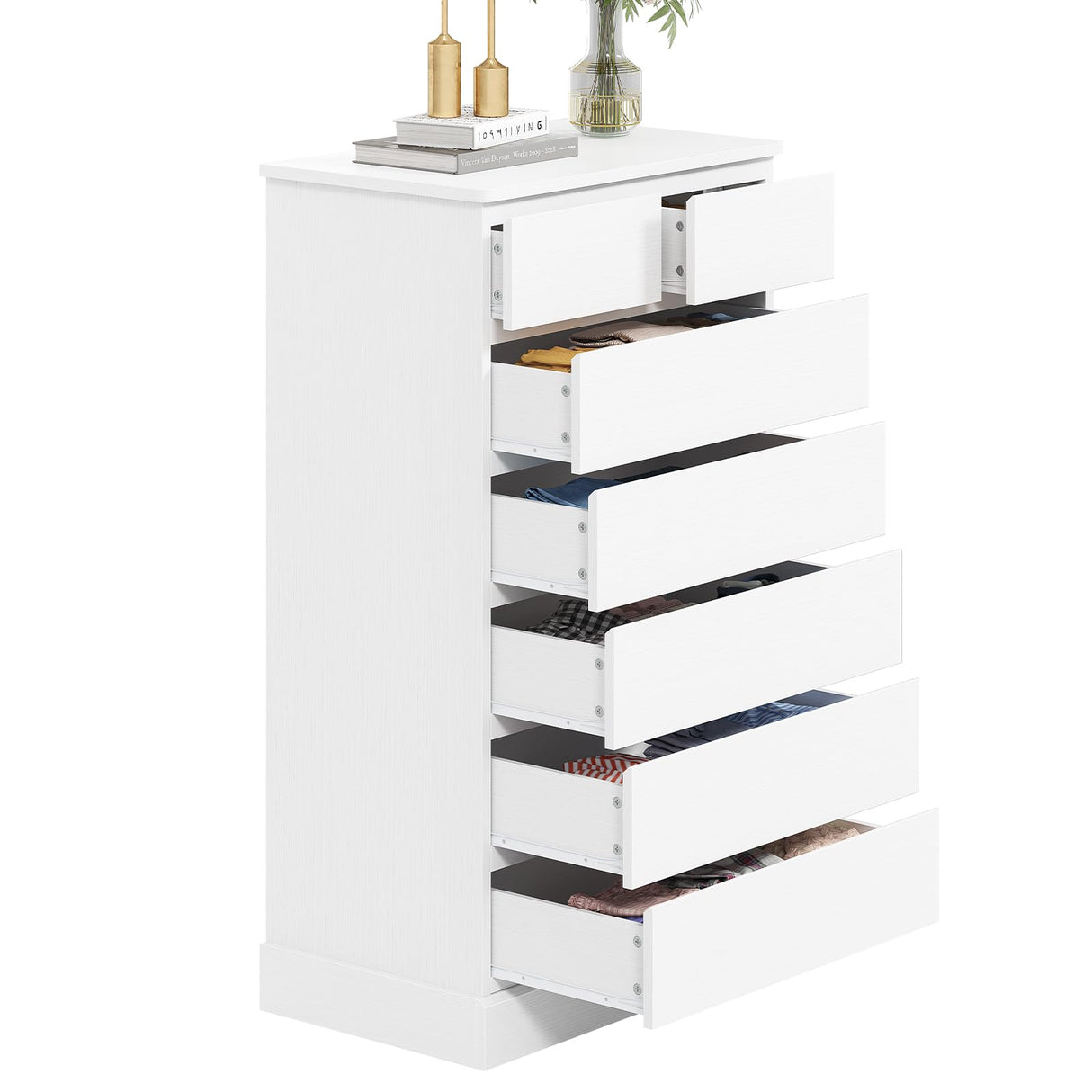 Hasuit Tall Dresser with 7 Drawers for Bedroom, 51.8'' High Chest of Drawers Storage Organizer for Closet, Modern Taller Clothes Storage Tower with Ample Storage Space Hasuit