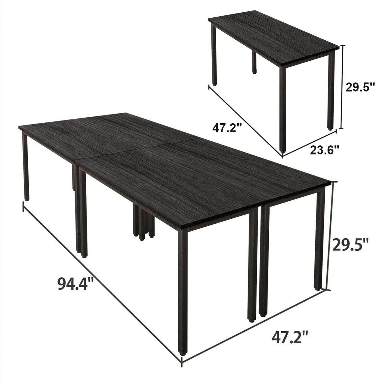 Bonzy Home Conference Table Chairs Set 8FT, 94.4"x47.2"x29.5" Tables & 10pcs Chairs Set for Conference Room Meeting Room Office, Black Bonzy Home