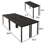 Bonzy Home 8FT Conference Table with Chairs Set, 94.4"x47.2"x29.5" Tables & 10Pcs Office Chairs, Meeting Room Study Printer Podcast Seminar Table Set for 10 People, Black Bonzy Home