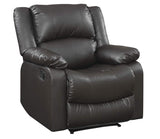 Relax-A-Lounger Warren 35.5" Manual Pull-Handle Recliner, Traditional Overstuffed, Pocket Coil Comfort, Black Metal Base Legs, Soft Vegan Leather Fabric, Java Relax-A-Lounger