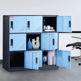 VEVOR Metal 9 Doors Cabinet with Card Slot, Employee Keys, 66lbs Loading Capacity Storage Lockers for Office, Home, School, Gym, Black-Blue VEVOR