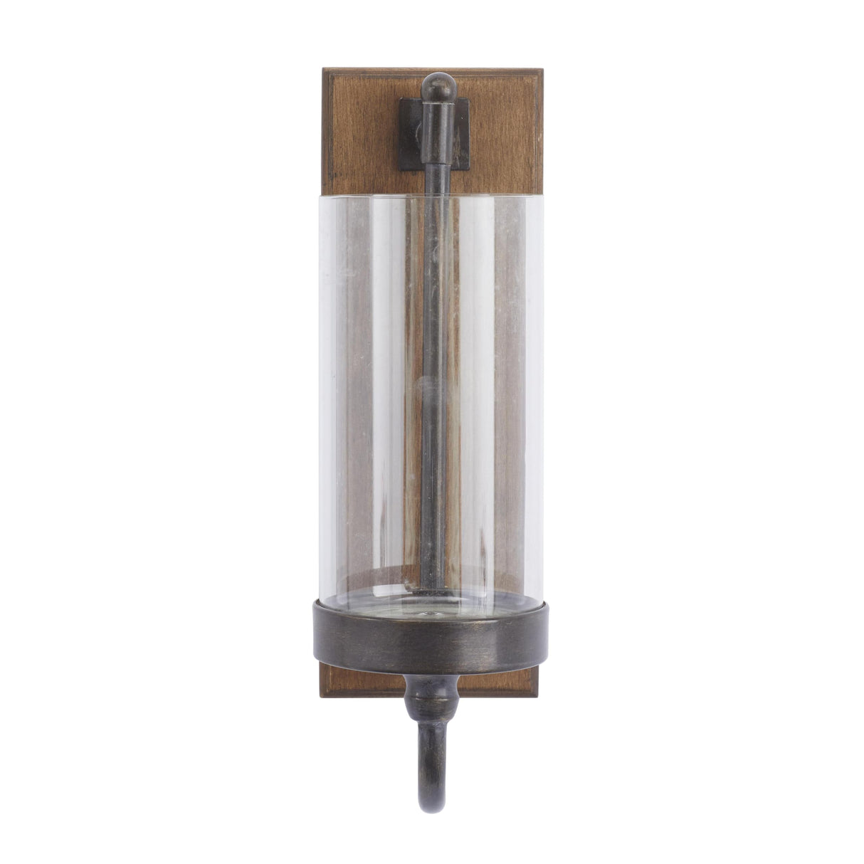 Deco 79 Wood Wall Sconce with Glass Holder, 5" x 8" x 16", Brown Deco 79