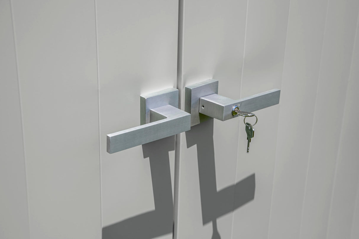 Arrow Sheds 8' x 8' Outdoor Steel Storage Shed, Light Grey Arrow