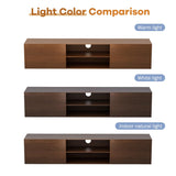 Floating TV Stand,70" Media Console for 60"70"80" tv,Entertainment Center with Storage, Mid Century Modern Wood tv shelf, 3 Cabinet tv Table,tv stand wall-mounted for Living Room (Dark Brown) TIMSATIO