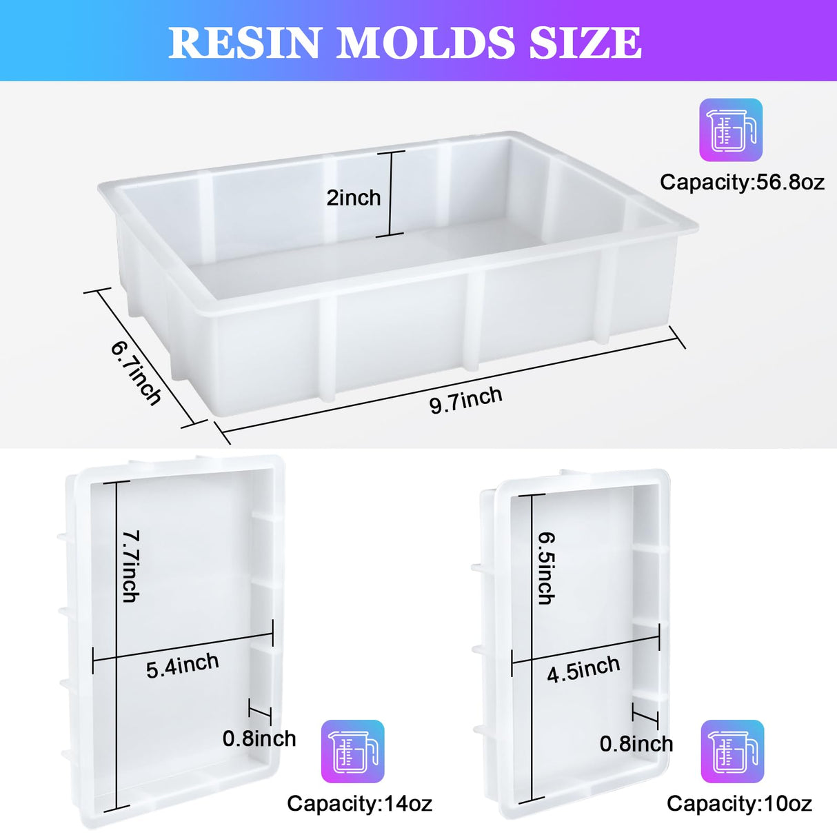 Large Rectangular Resin Molds, Epoxy Resin Casting Deep Silicone Mold, Large Molds for Flower Preservation, Deep Pour Molds for Furniture Decoration, DIY Wedding Bouquets, Valentine's Day Gifts KISREL