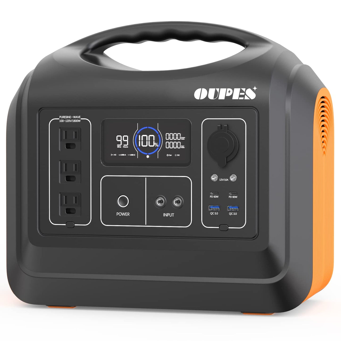 OUPES 1800W Portable Power Station, 1488Wh LiFePO4 Solar Generator w/ 3 AC Outlets (4000W Peak), Emergency Power for Home Backup, Outdoor RV/Van Camping - WoodArtSupply