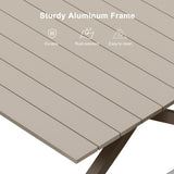 PURPLE LEAF 7 Pieces Outdoor Dining Set All-Weather PE Rattan Outdoor Patio Furniture Set with All Aluminum Frame Rectangular Table and Chairs Set for Lawn Garden Backyard Deck, Champagne PURPLE LEAF