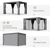 Aoxun Louvered Pergola 10' x 12' Outdoor Aluminum Pergola with Adjustable Top for Decks, Gardens and Backyards, Gray Aoxun