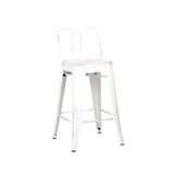 AC Pacific Modern 24” Metal Barstool Set of 2 – Country Rustic Style with Low Back, Lightweight & Sturdy Build, Easy Assembly, Distressed White AC Pacific