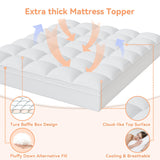 Topllen Twin Mattress Topper for Back Pain Relief, Extra Thick Pillow Top Plush Mattress Pad with Deep Pocket, Soft Pillowtop Twin Size Bed Toppers Filled Fluffy Down Alternative, White Topllen