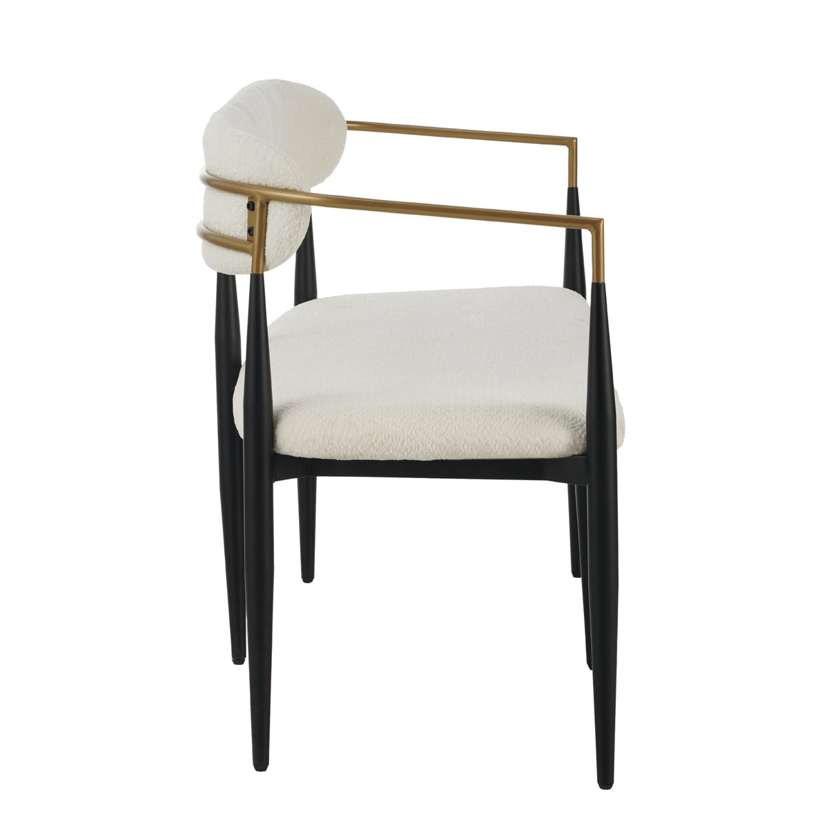 55" Metal Loveseat Settee,Modern Upholstered Sofa with Iron Frame,Upholstered Plush Seating,Gold Trim & Open Backrest, Compact Design for Small Spaces,Living Room,Bedroom,Apartments,Lofts,White GDFStudio