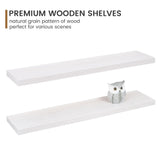 Floating Shelves 36 Inches Long - 8 Inch Deep Rustic Premium Solid Pine Wood for Storage - Farmhouse Wall Mounted for Living Room - Heavy-Duty Metal Bracket - 36" W x 8" D - Set of 2 - White Color Fun Memories