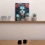 Tucocoo Day of The Dead Blue Hair Woman Sugar Skull Paint by Numbers Fantasy Art Floral Skulls Roses Paint by Number Kit for Adult, with Brushes and Acrylic Pigment 16''W X 20''H （Without Frame） Tucocoo