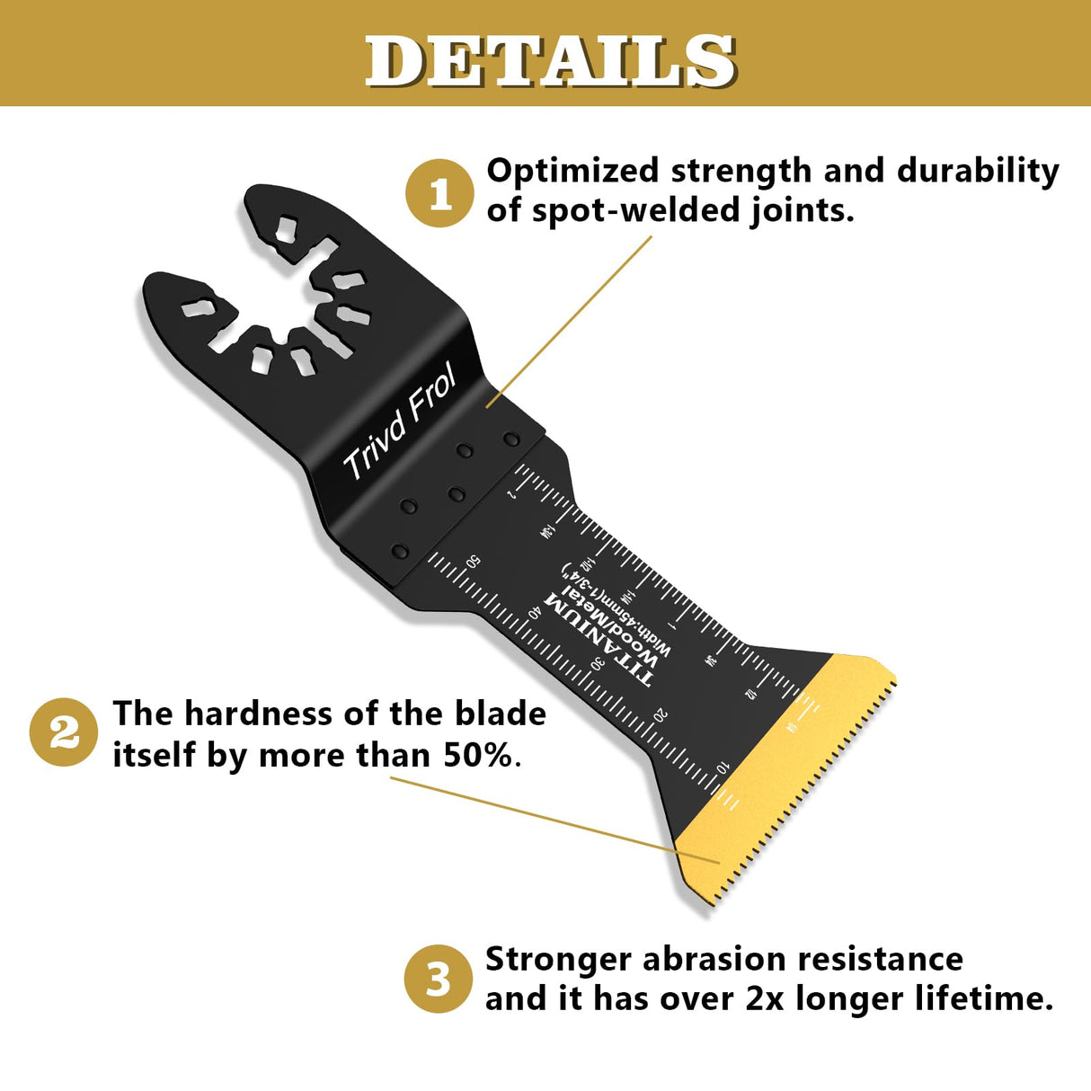 Trivd Frol 15PCS Titanium Oscillating Saw Blades Metal Cutting, Universal Multitool Blades for Metal Nails Hard Material and Wood Plastic, Multi Tool Blades Kits Fit Dewalt Bosch Milwaukee Ryobi Trivd Frol