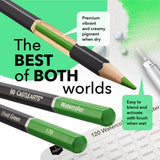 Castle Art Supplies 120 Watercolour Pencils Set with Extras | Quality Vibrant Pigments | Draw and Paint at the Same Time | For Adult Hobbyists, Professionals | In Carry-anywhere Travel Case Castle Art Supplies