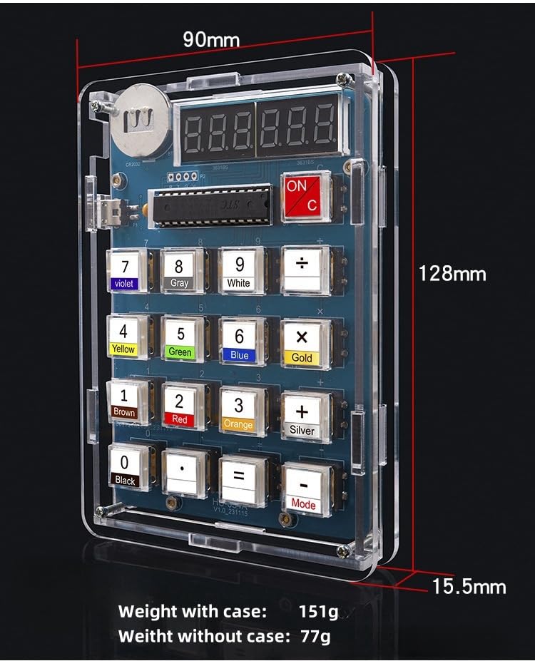 DIY Electronic Calculator Kit, 6-Digit Display, Soldering Practice Project with Resistance Reader MUXWELL