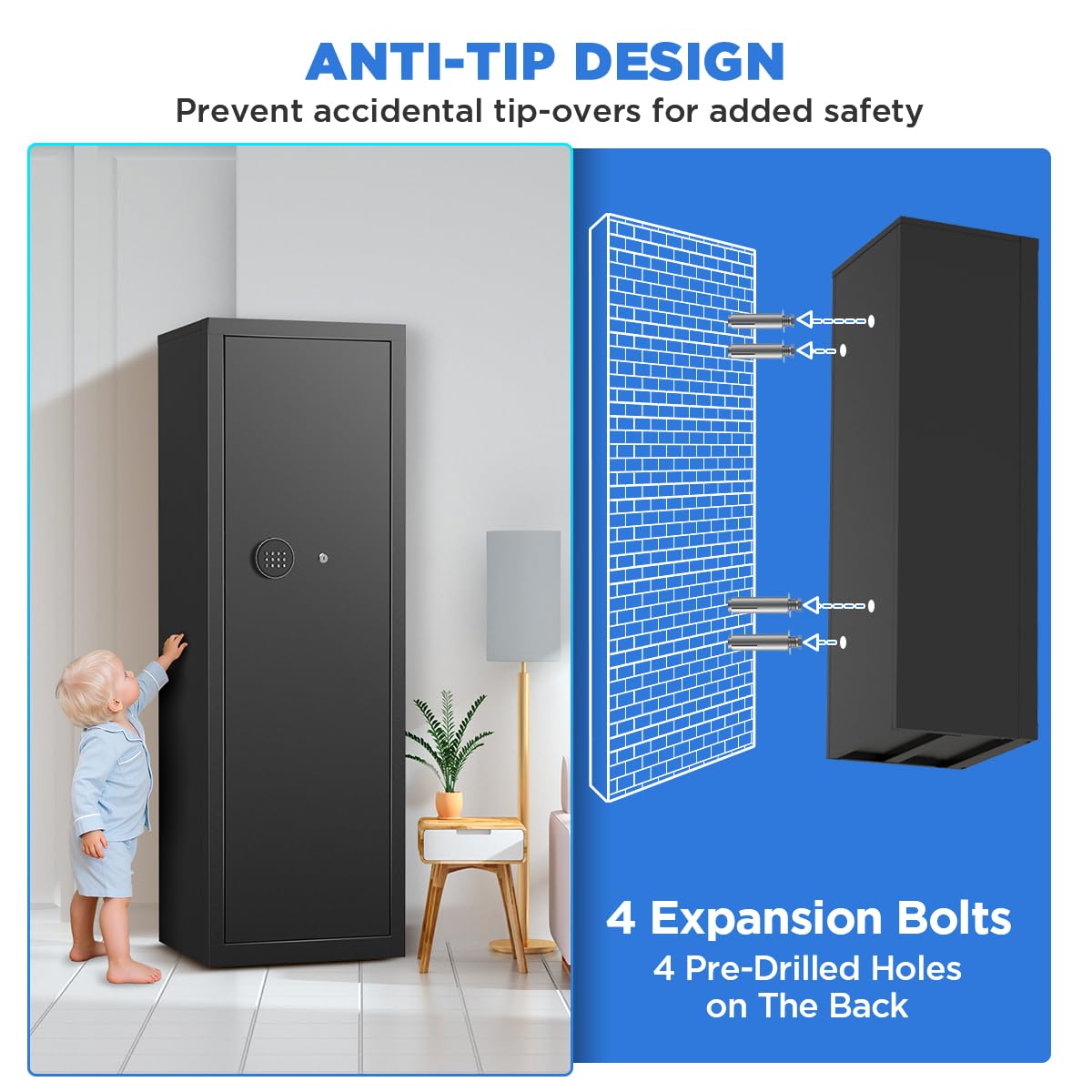 MSYCOST 8-10 Gun Rifle Safe for Home Security, Gun Safe for Rifles and Pistols - Quick Access Digital Keypad | Easy Assembly Gun Safe with Adjustable Shelves (Fits Shotguns & Ammo) MSYCOST