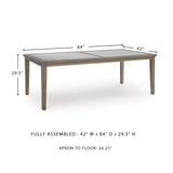 Signature Design by Ashley Rainier Ranch Contemporary Sintered Stone Tabletop Outdoor Dining Table with 4 Legs, Light Brown & Beige Signature Design by Ashley
