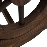 Outsunny 2-Person Wooden Garden Bench, Outdoor Wagon Wheel Porch Bench for Backyard Garden, Support 550 LBS, Rustic Country Style Patio Furniture, Brown Outsunny