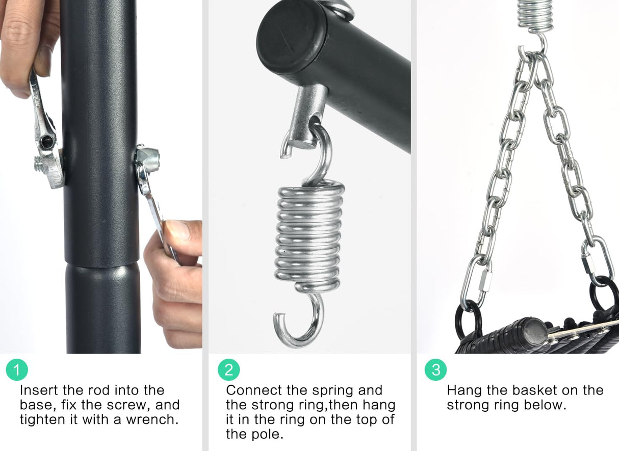 Ziraukon Hanging Egg Chair with Stand Indoor Outdoor, Patio Hammock Egg Swing Chair with Cushion 350 lbs for Patio, Porch, Backyard, Balcony, Poolside, Garden, Black Ziraukon