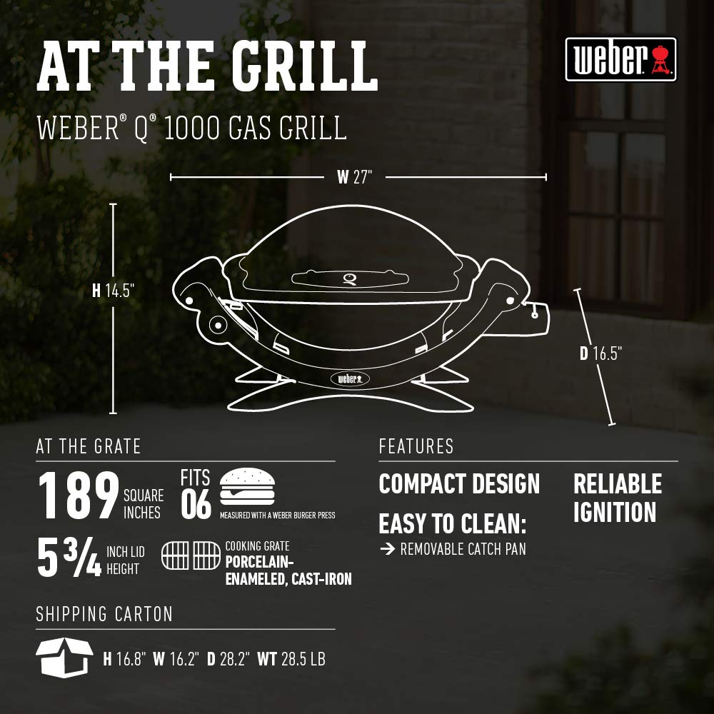 Weber Q1000 Liquid Propane Grill, Titanium Weber