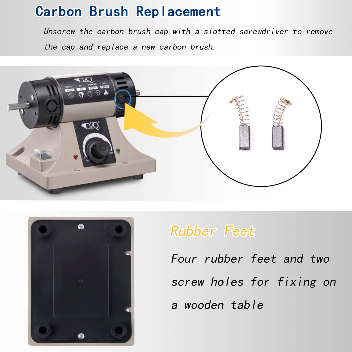 DZQ Mini Table Saw Jewelry Making Polisher w/Flex Shaft Multifunctional Bench Grinder Sander Buffing Machine Woodworking Tool 69Pcs Accs 10,000Rpm 750W DZQ